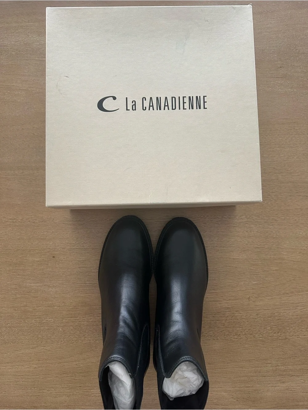 La CANADIENNE Black Leather Chelsea Lug Booties